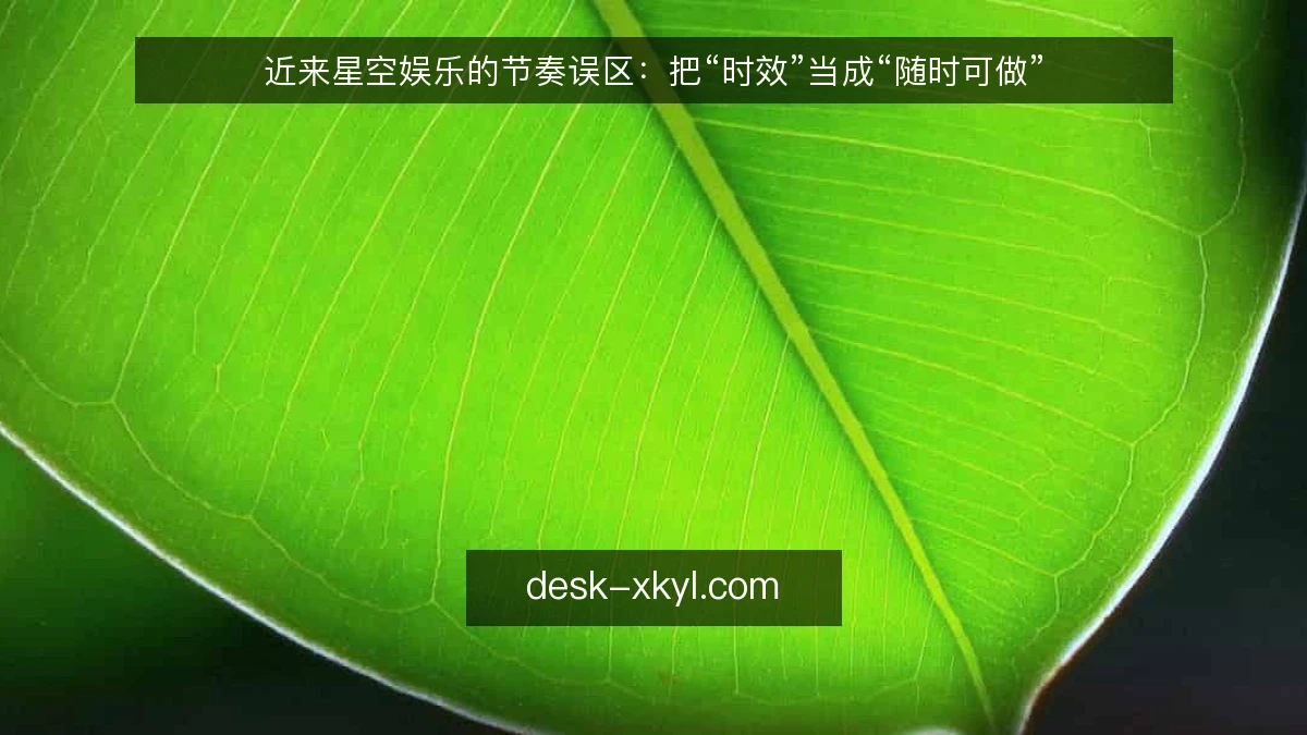 近来星空娱乐的节奏误区：把“时效”当成“随时可做”